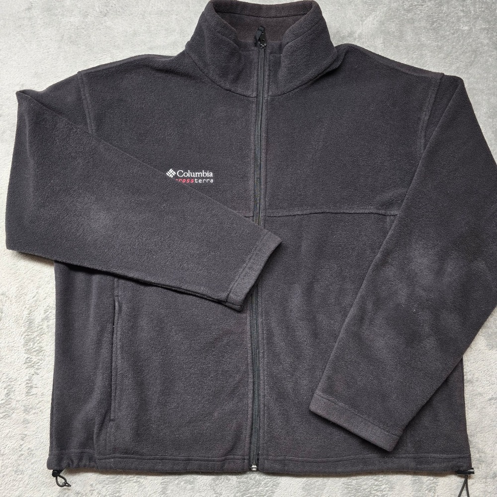 Columbia Crossterra Full Zip Fleece Jacket Mens XL Black Mock Neck Logo